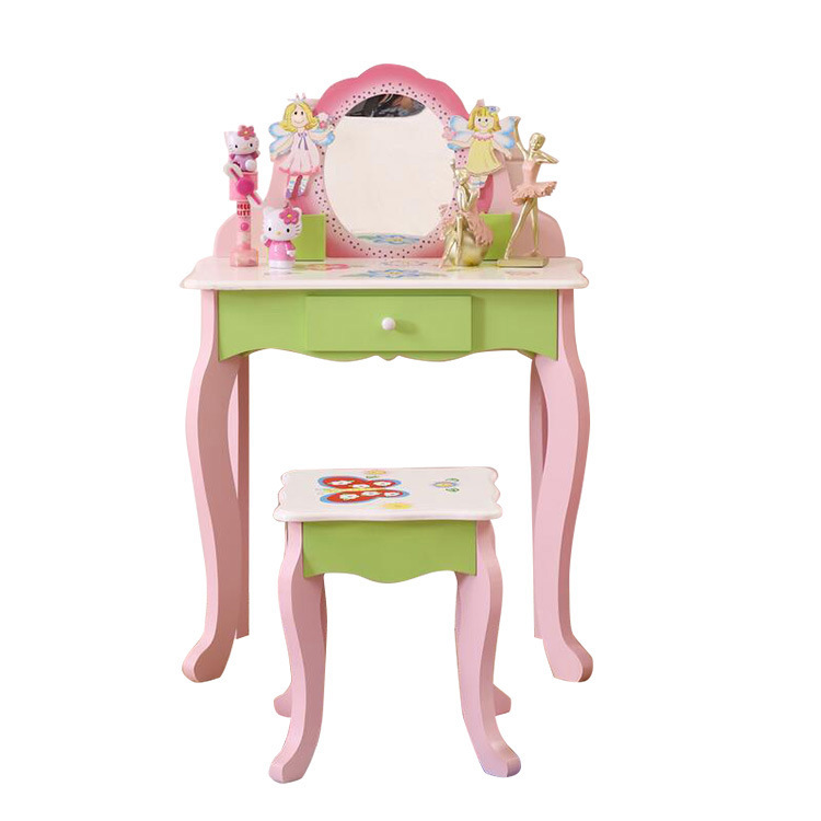 Room Accessories |  Gisele Polka Dot Vanity With Mirror & Stool – Pink Preschool Preschool